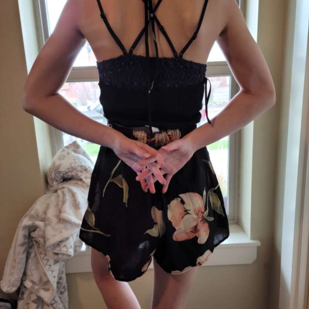 Rib knit top and floral print shorts set